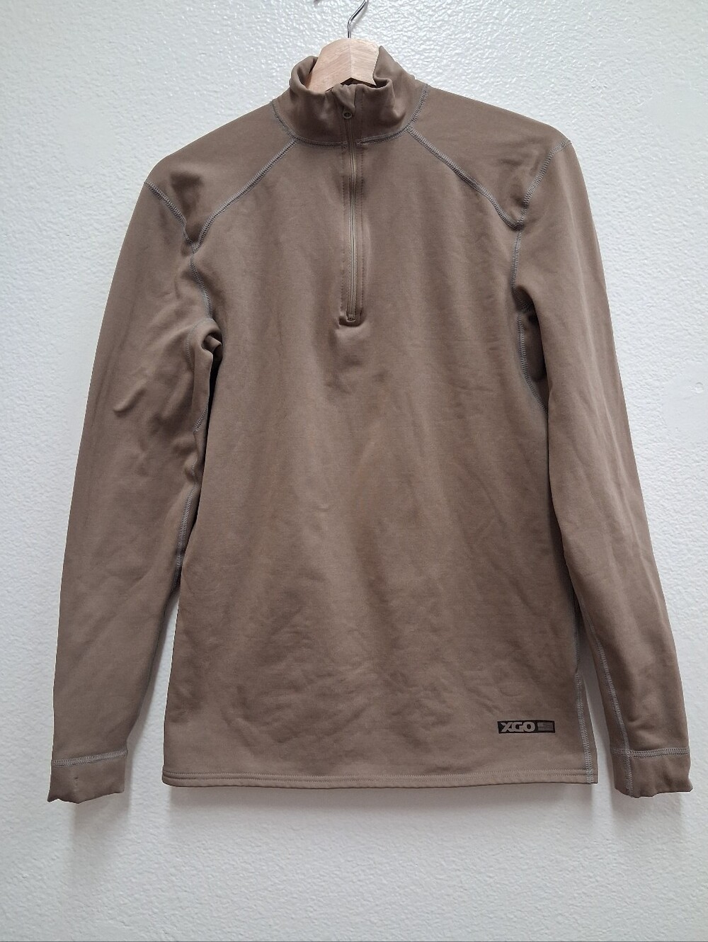XGO Phase 4 Quarter Zip Base Layer Mens Small Coyote Brown Tactical Fleece